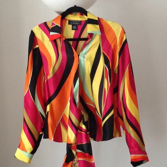 🖤💛❤️ 'Spencer Jeremy' - 100% Silk Vintage Shirt - Picture 3 of 6